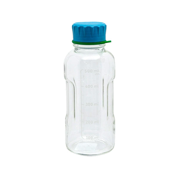 DURAN Clear bottle 500ml w/ Cyan Cap