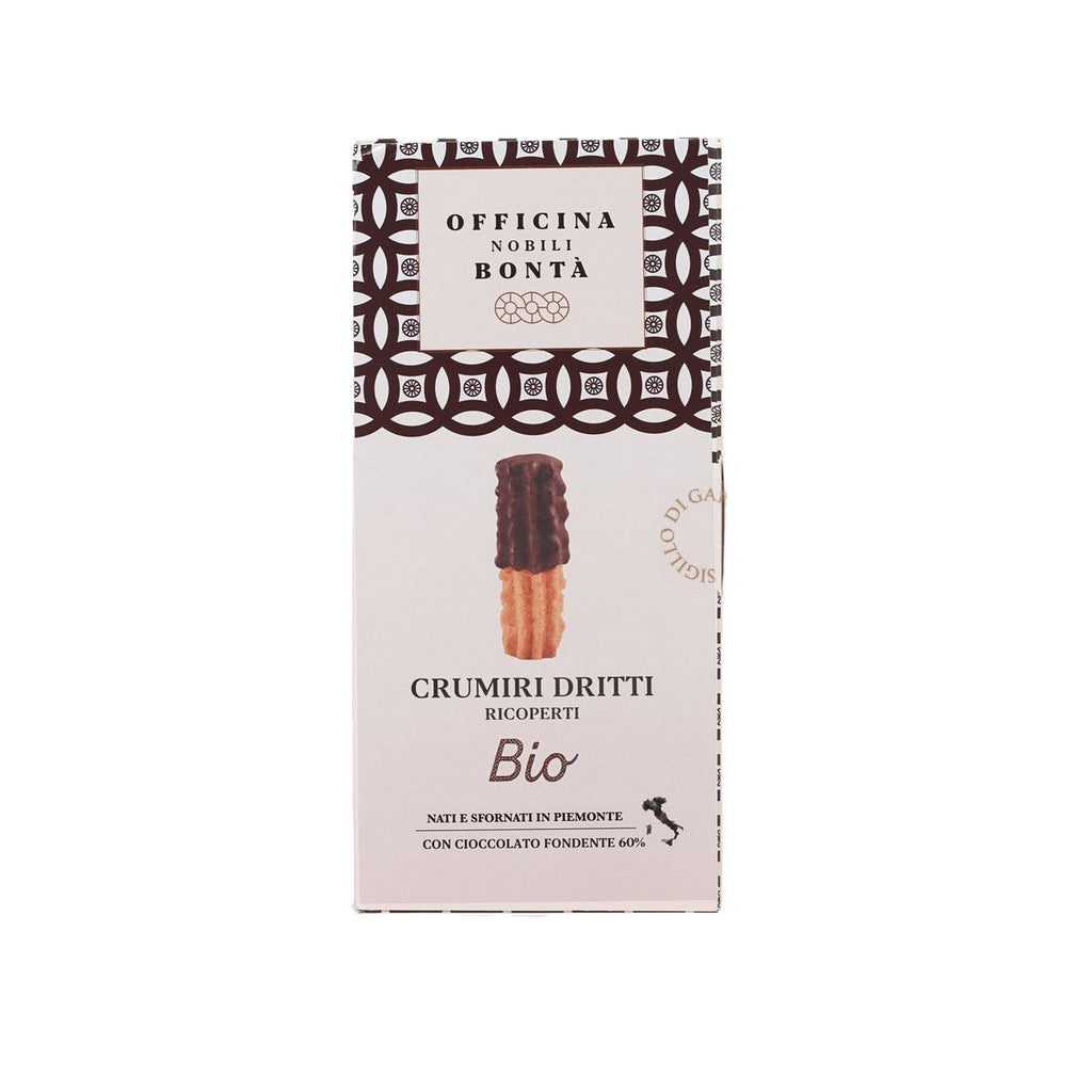 OFFICINA NOBILI BONTA Crumiri Dritti - Organic Dark Chocolate Coated Biscuits  (170g)
