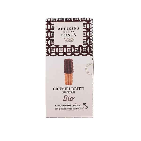 OFFICINA NOBILI BONTA Crumiri Dritti - Organic Dark Chocolate Coated Biscuits  (170g)