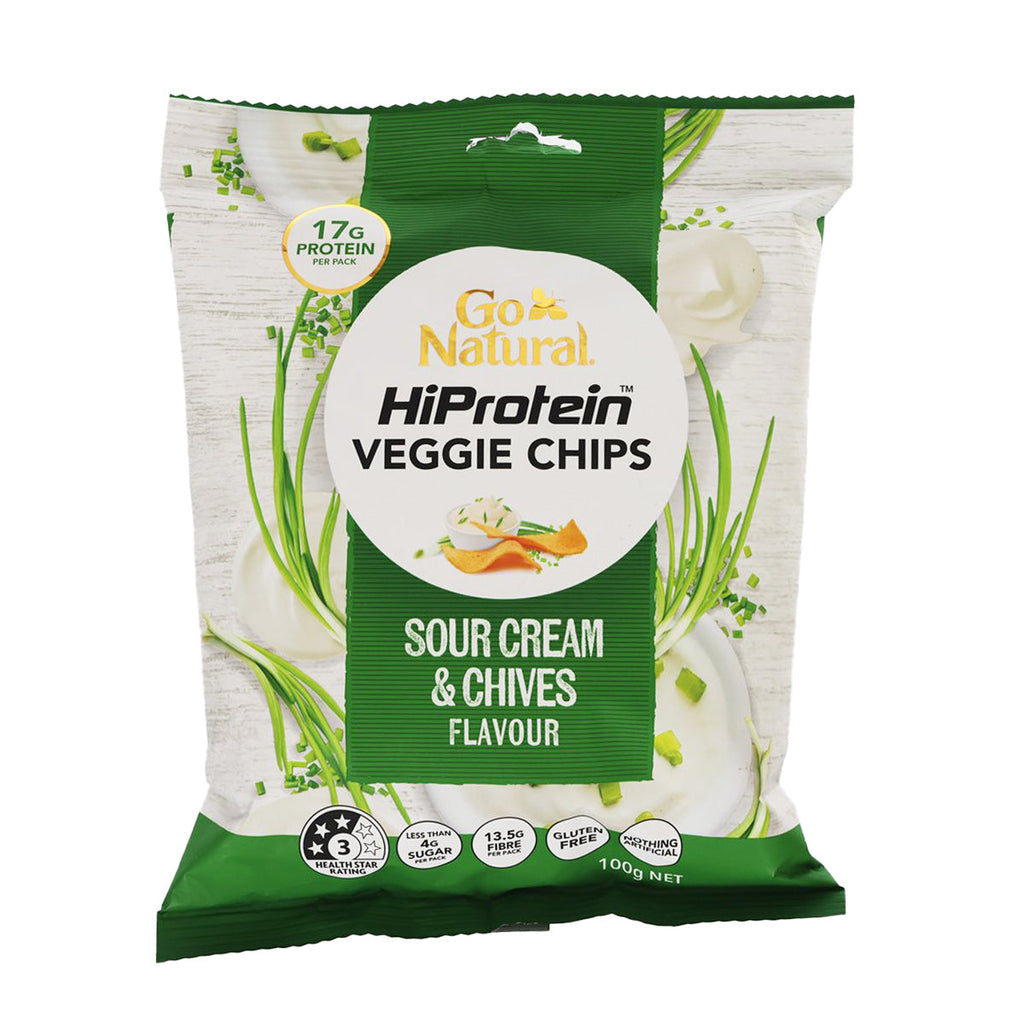GO NATURAL HiProtein Veggie Chips - Sour Cream & Chives Flavour  (100g)