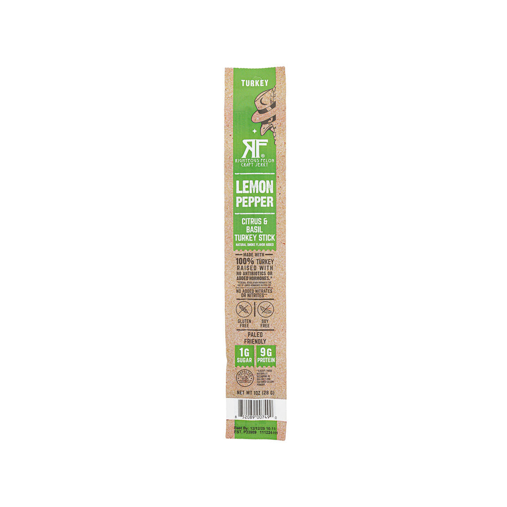 RIGHTEOUS FELON Lemon Pepper Citrus & Basil Turkey Stick  (28g)
