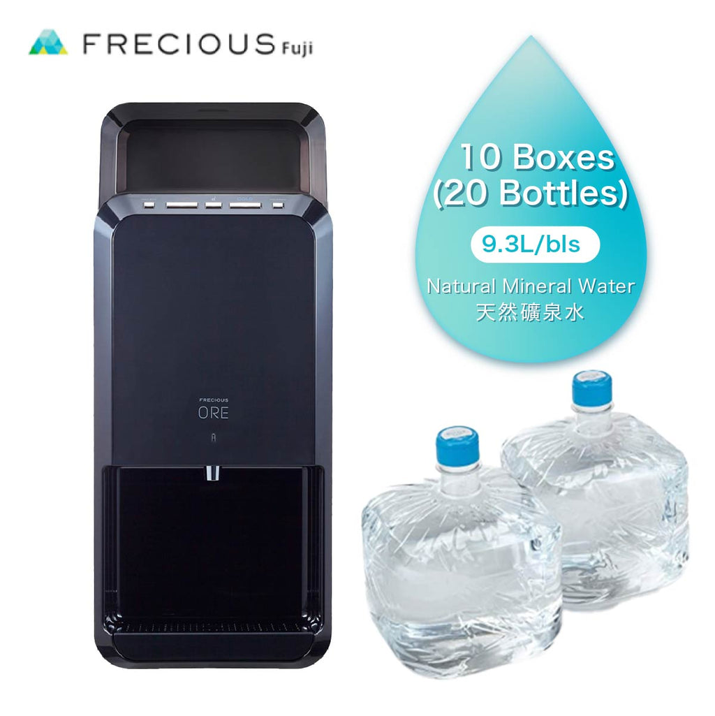 FRECIOUS FUJI Water Dispenser ORE (Black)+ Natural Mineral Water (20 x 9.3L)